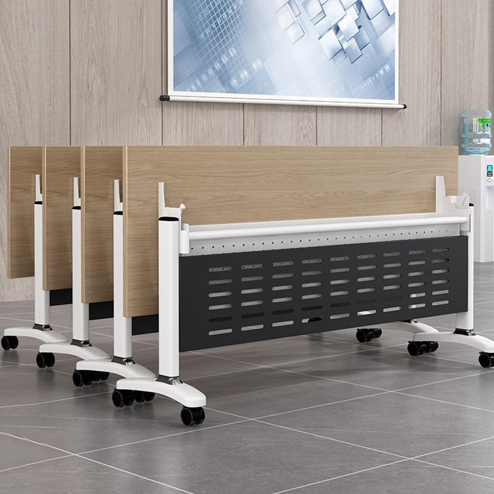 HTDRE Mobile Folding Conference Table with Silent Wheels - Rectangular Training Table for Meeting Rooms Seminars and Conferences (C 47.2" x 23.6" x 29.5")