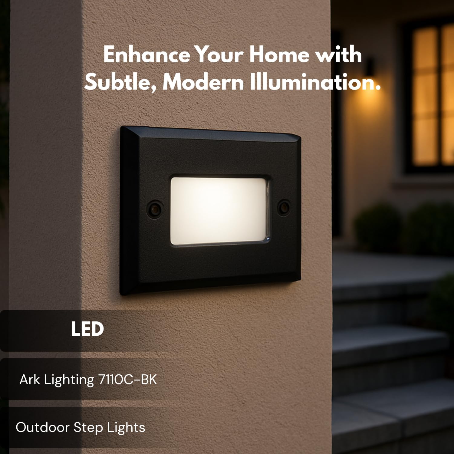 7110C-BK Step Light Cover Plate Only | Lighting Cover Plate for Outdoor Lighting | Black Powder-Coated, Durable, Easy Installation, Fits Standard Rectangular Step Light Housings