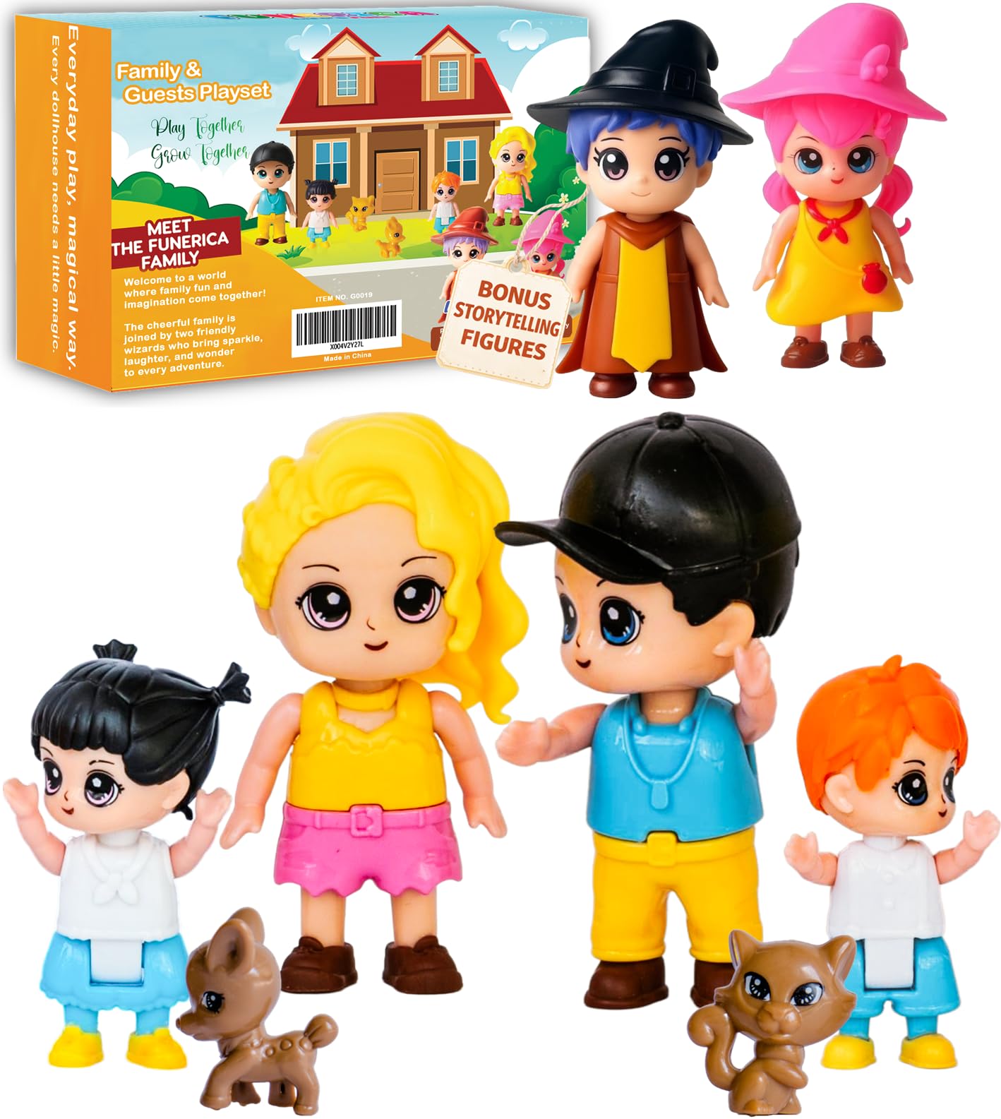Amazon.com: FUNERICA Dollhouse Family Figures & Pets – Poseable