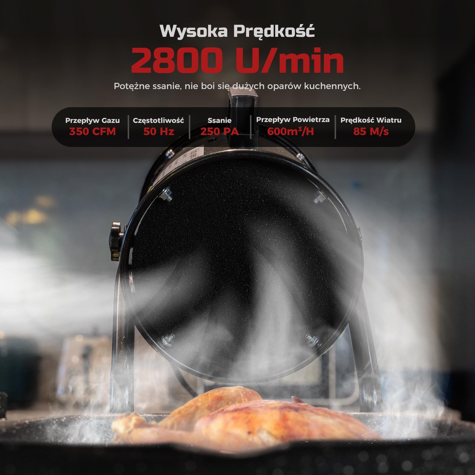 Przenośny Okap Kuchenny 40W 600m³/h Wentylator Wyciągowy ze Stopu Aluminium z 10 Filtrami Węglem Aktywnym/120° Regulowany/Niski Poziom Hałasu - do Wentylacji i Wyciągowej w Wewnętrznym BBQ/RV