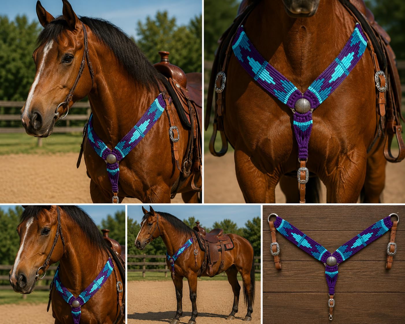 Cheval's - Collare in mohair occidentale per cavalli, realizzato a mano, per cavalli (MB-33 Cob)