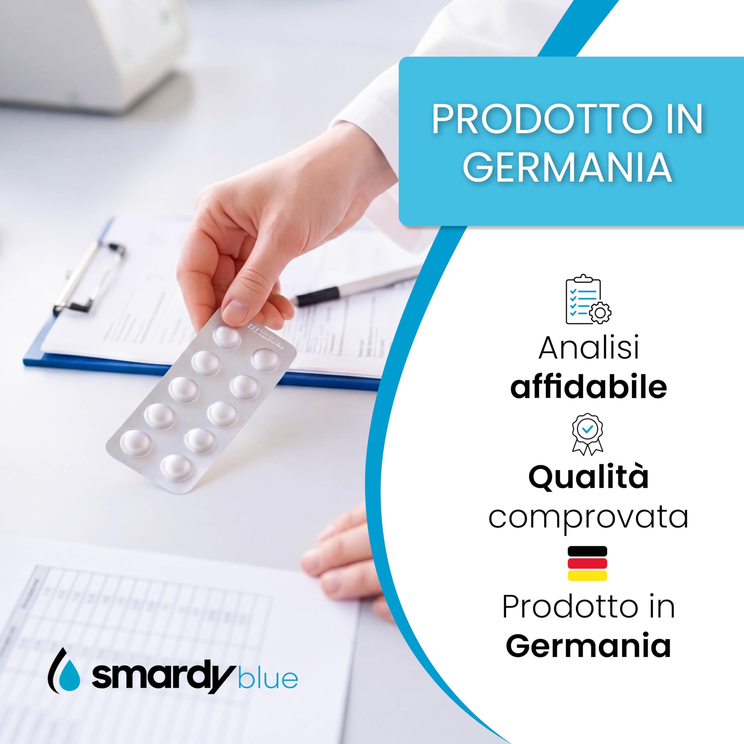smardy 50 pastiglie fotometro CyA – misura l'acido cianurico/stabilizzatore in piscina, spa e acquario – compatibili con PoolLab, SCUBA II, BAYROL e altri tester elettronici – Made in Germany
