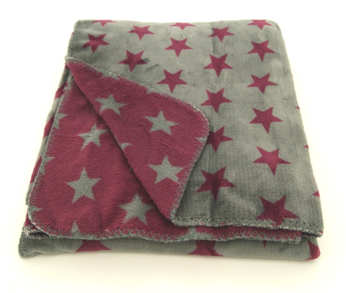 Coperta Morbida XL 150x200 Cm – Stelle E Strisce Grigio/Blu Navy, Super Morbida E Anti-pelucchi, Certificata Oeko-Tex
