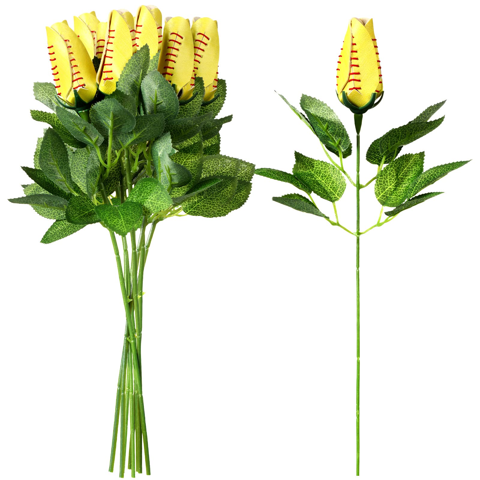 Roses de sport artificielles jaunes Cindeer lot de 8 décoration seniors