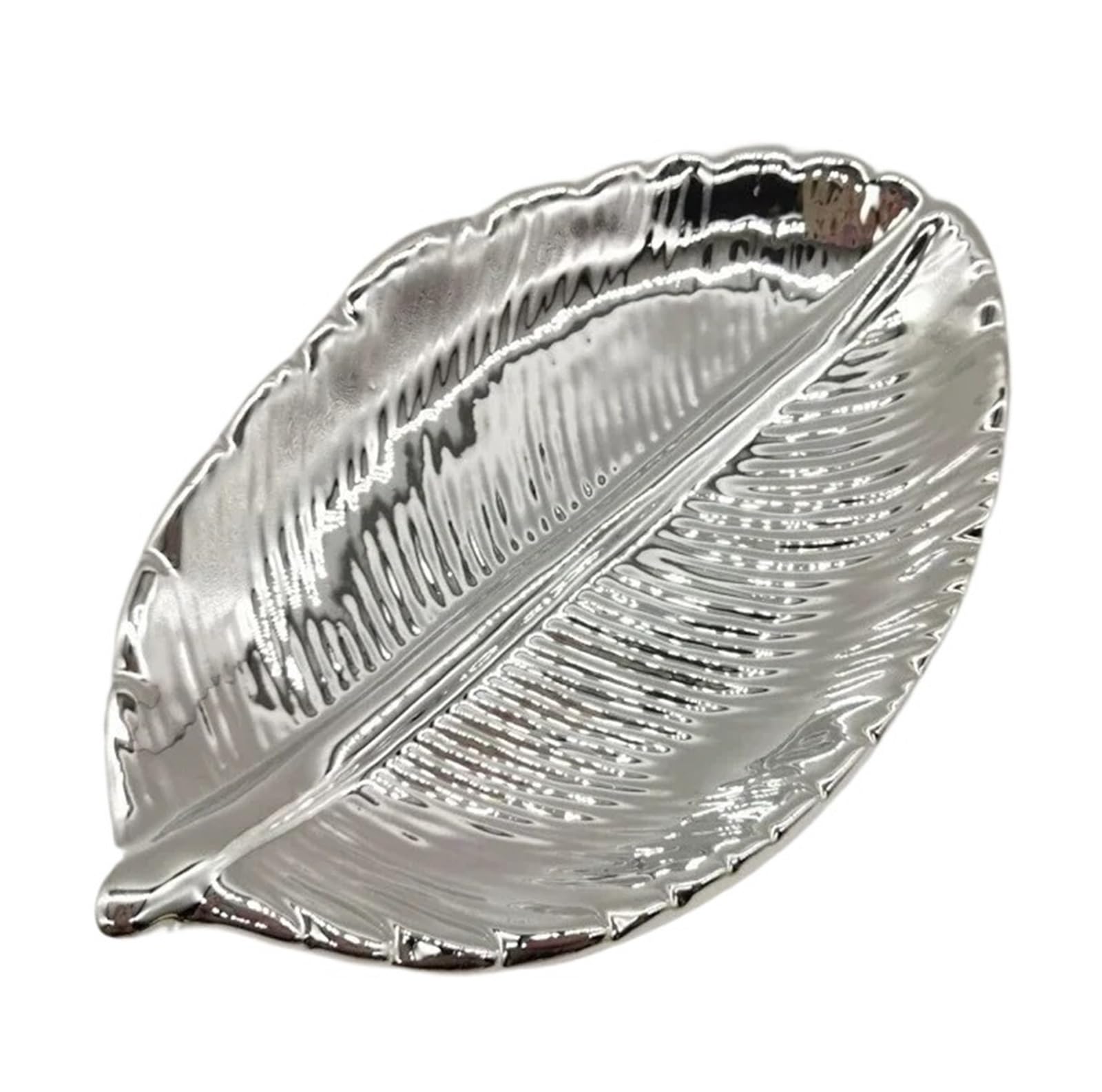 RRYPBOVG Ceramic Jewelry Dish Ceramic Leaves Shaped Dish Dinner Plates Cake Candy Dessert Tray Jewelry Storage Home Decoration Trays Decorative(Silver)
