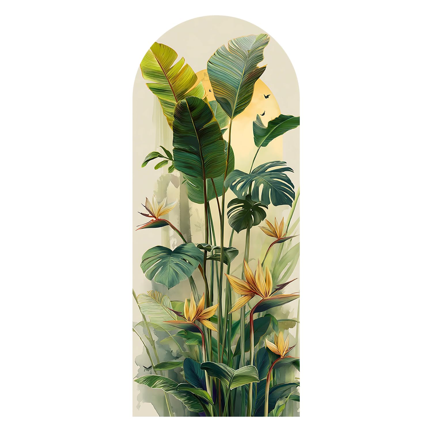 PAPER PLANE DESIGN Tropical Arch Wall Mural – Peel & Stick Banana Leaf & Bird of Paradise Wallpaper – Waterproof Self Adhesive Canvas Texture for Bedroom, Living Room & Entryway, 6ft x 2.5ft (A)-image-34