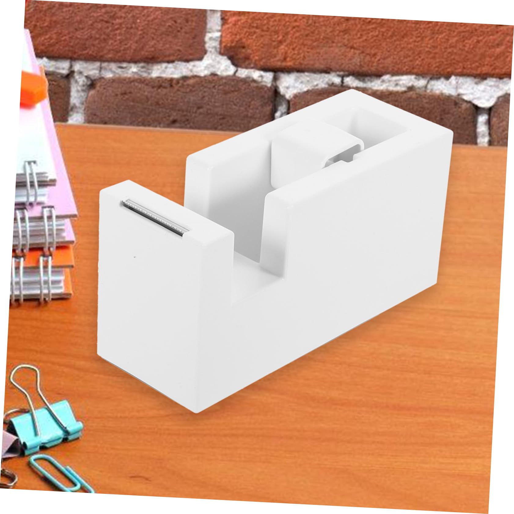 HOMSFOU 3 Pezzi distributore di nastro scrivania porta nastro Titolare cucina Cutter simpatico dispenser di nastro adesivo distributori di nastro addominali bianca