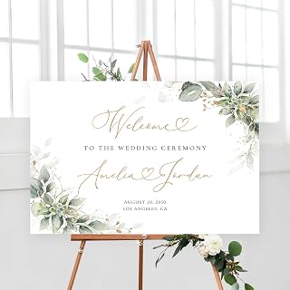Personalized Greenery Wedding Welcome Sign, Rustic Wedding Welcome Sign, Wedding Decorations, Wedding Rehearsal Sign, Nikah Sign, Eucalyptus, Customized Plastic Yard Sign