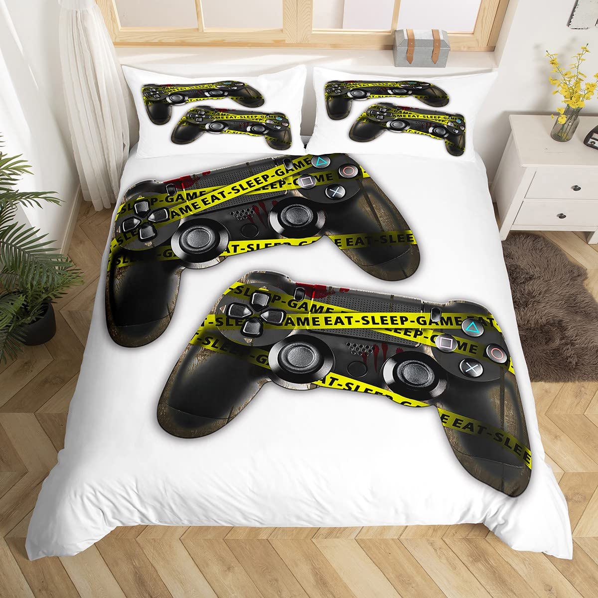 Housse de couette jeu vidéo pour enfants en microfibre douce anti-plis