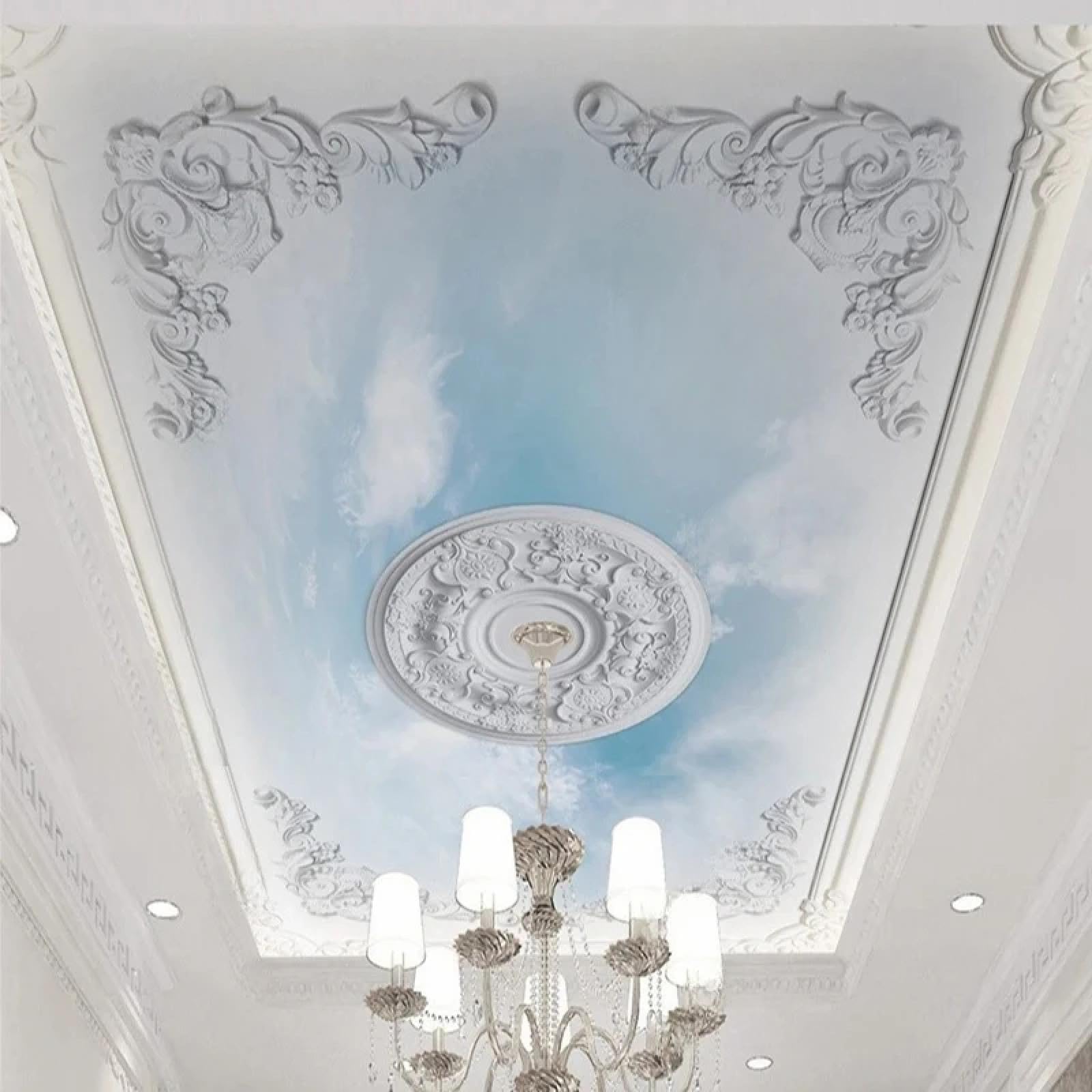 Papier peint 3D nuage coloré pour sublimer le plafond de votre salon moderne