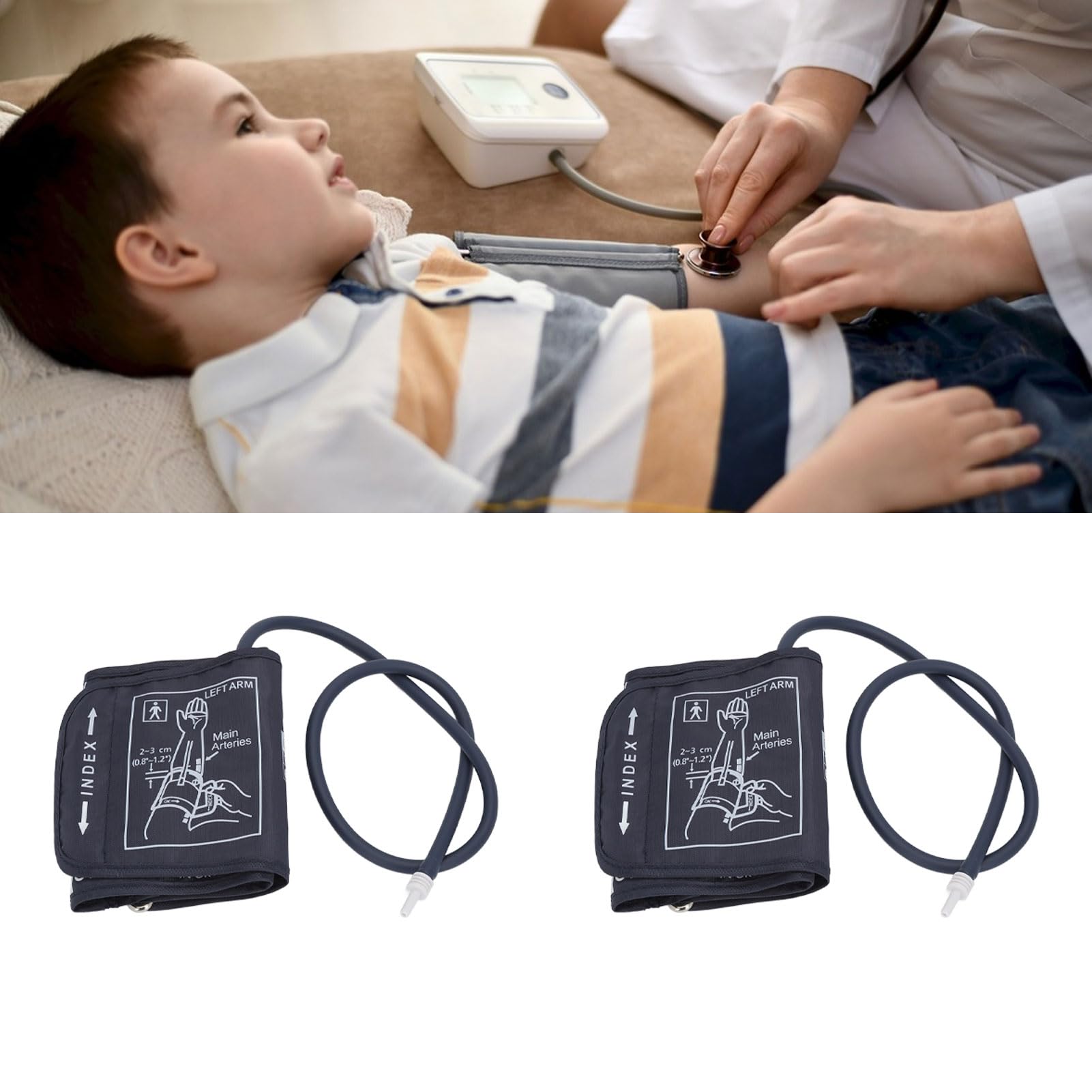 Manguito de Presión Arterial, 2 Unidades de Manguito de Presión Arterial para Niños, Manguito de Repuesto para la Parte Superior del Brazo, Accesorio Ajustable de 6,7 a 8,7