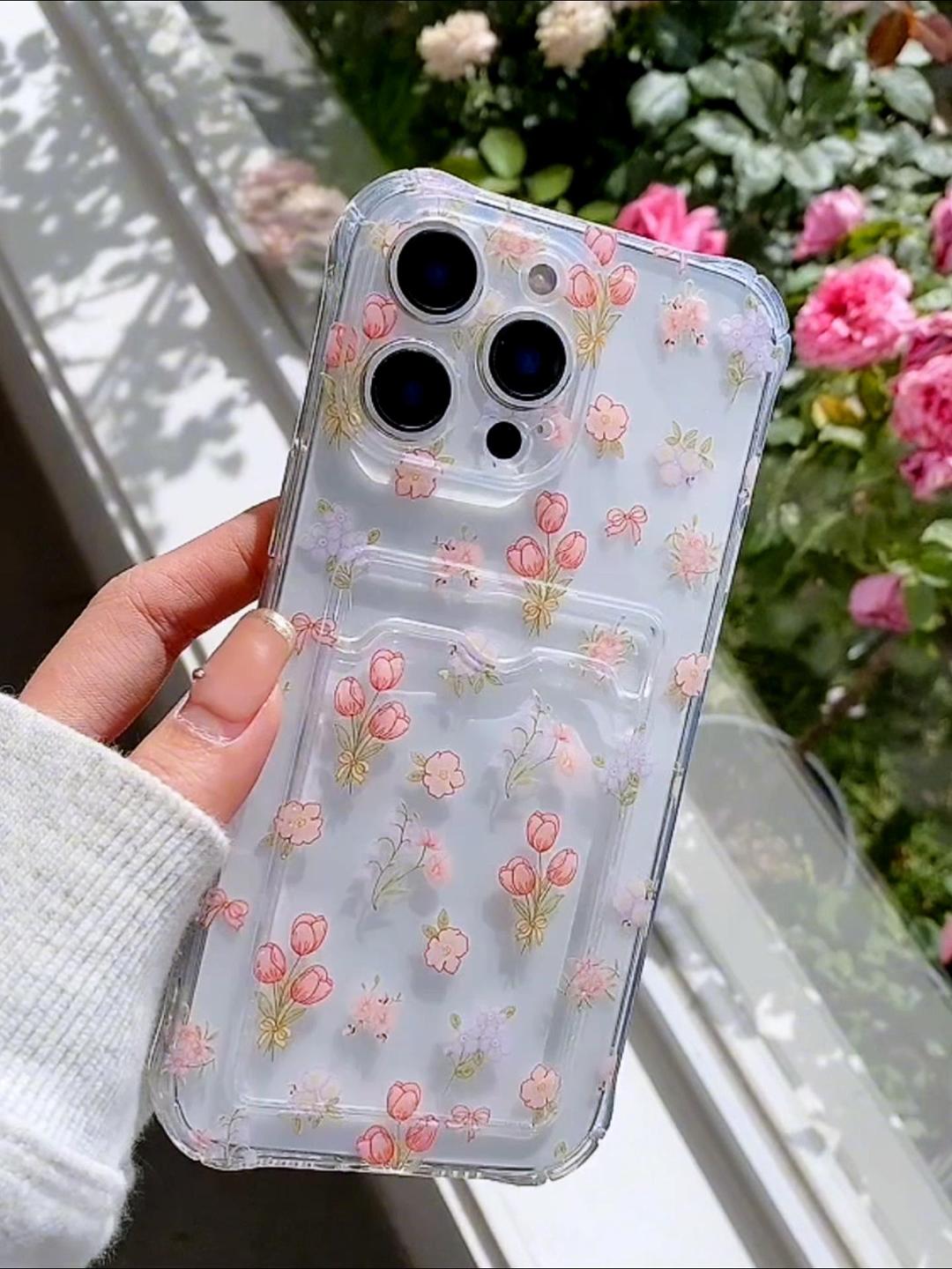ACANDYA For IPhone 17 Pro Case Wallet Clear Cute Floral Flowers Girly