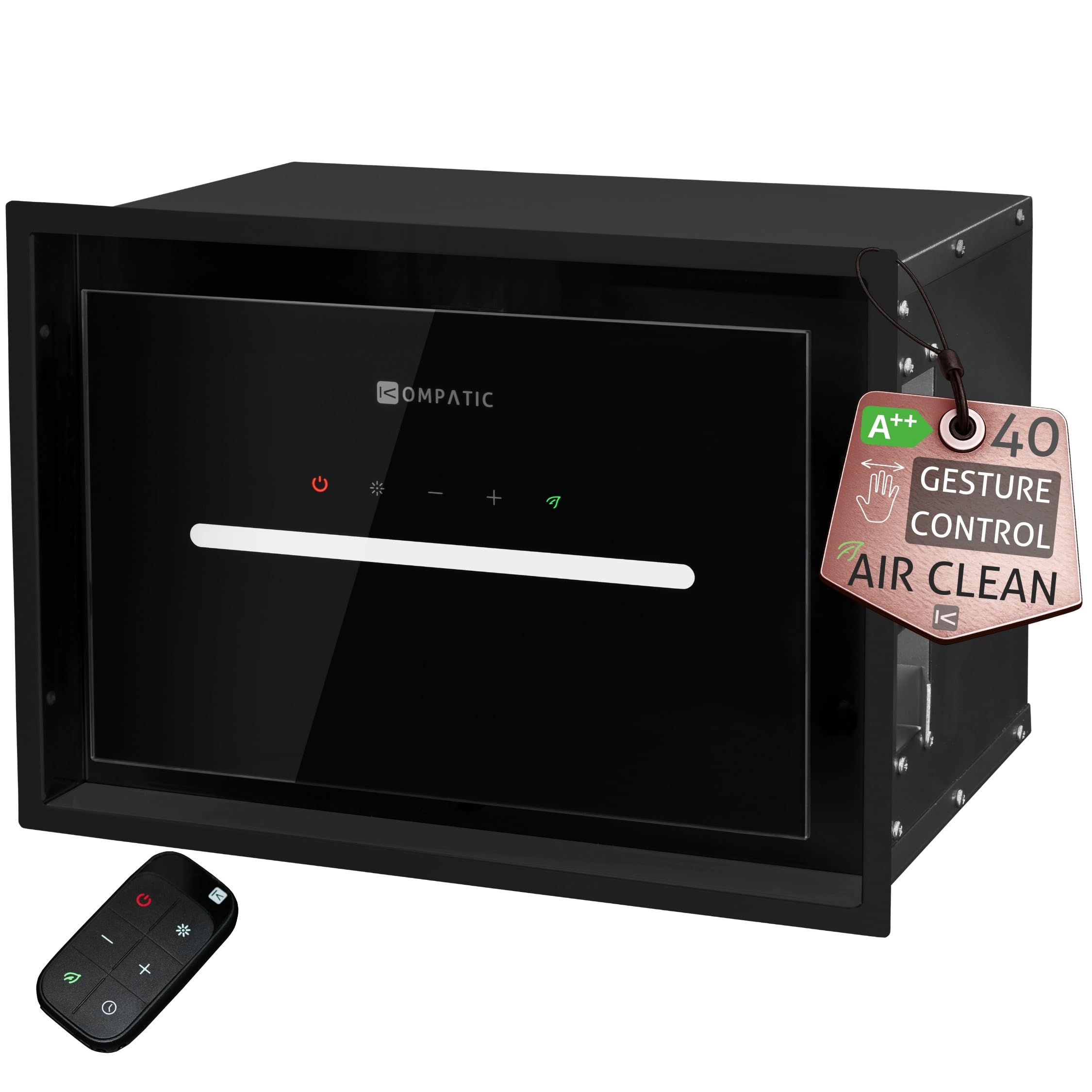 HANA 40 KPHN40BIB Einbau Dunstabzugshaube, A++, 40 cm, 450 m³/h, Gestensteuerung, Touch, Fernbedienung, Luftreinigungsmodus, Dimmbare LED, Farbtemperaturregelung, 3 Geschwindigkeiten + Boost