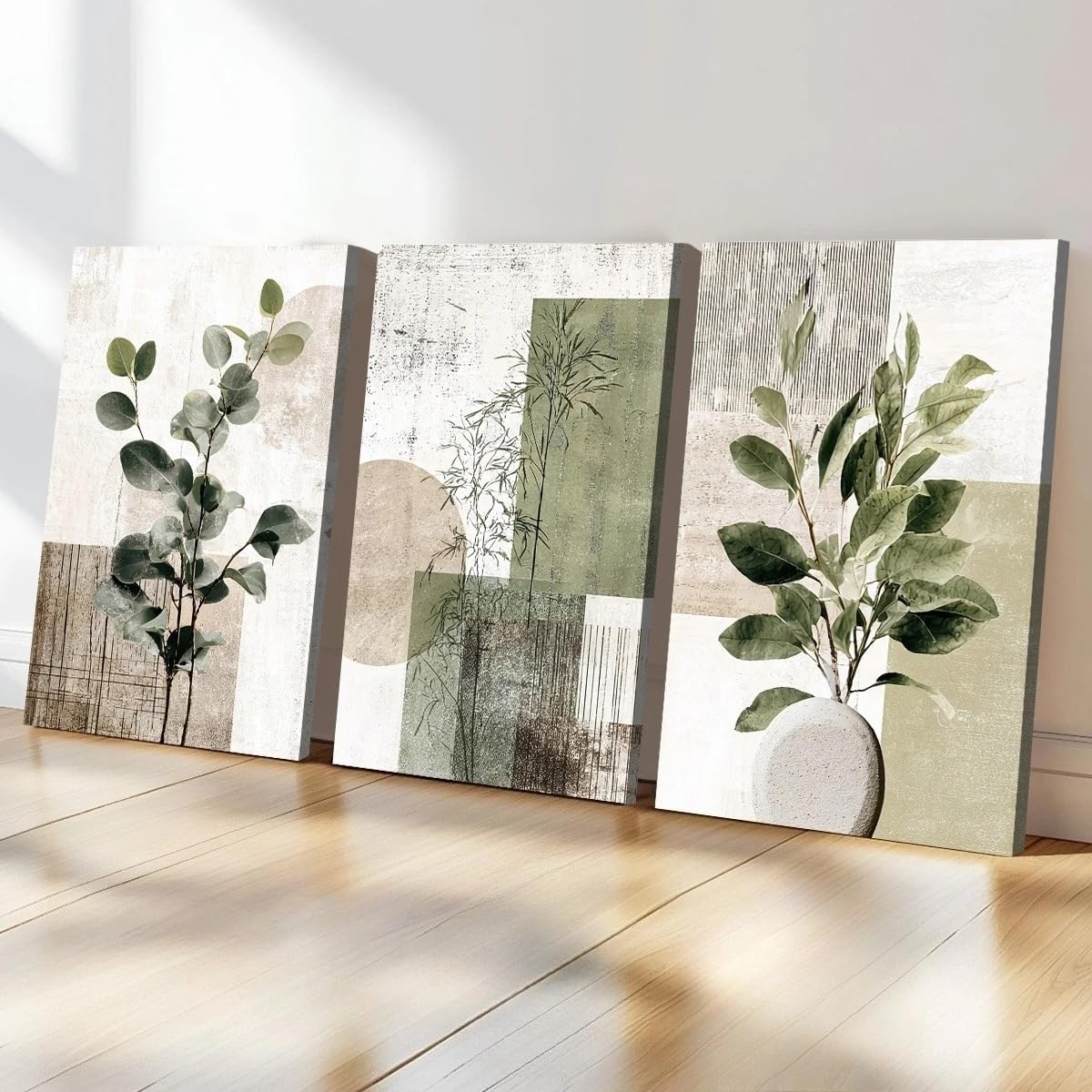 GOSRD Abstract Plant Art Canvas Painting Home Room Decor Geometry Wall Hd Print(60x80cm-3Pcs/Frameless)