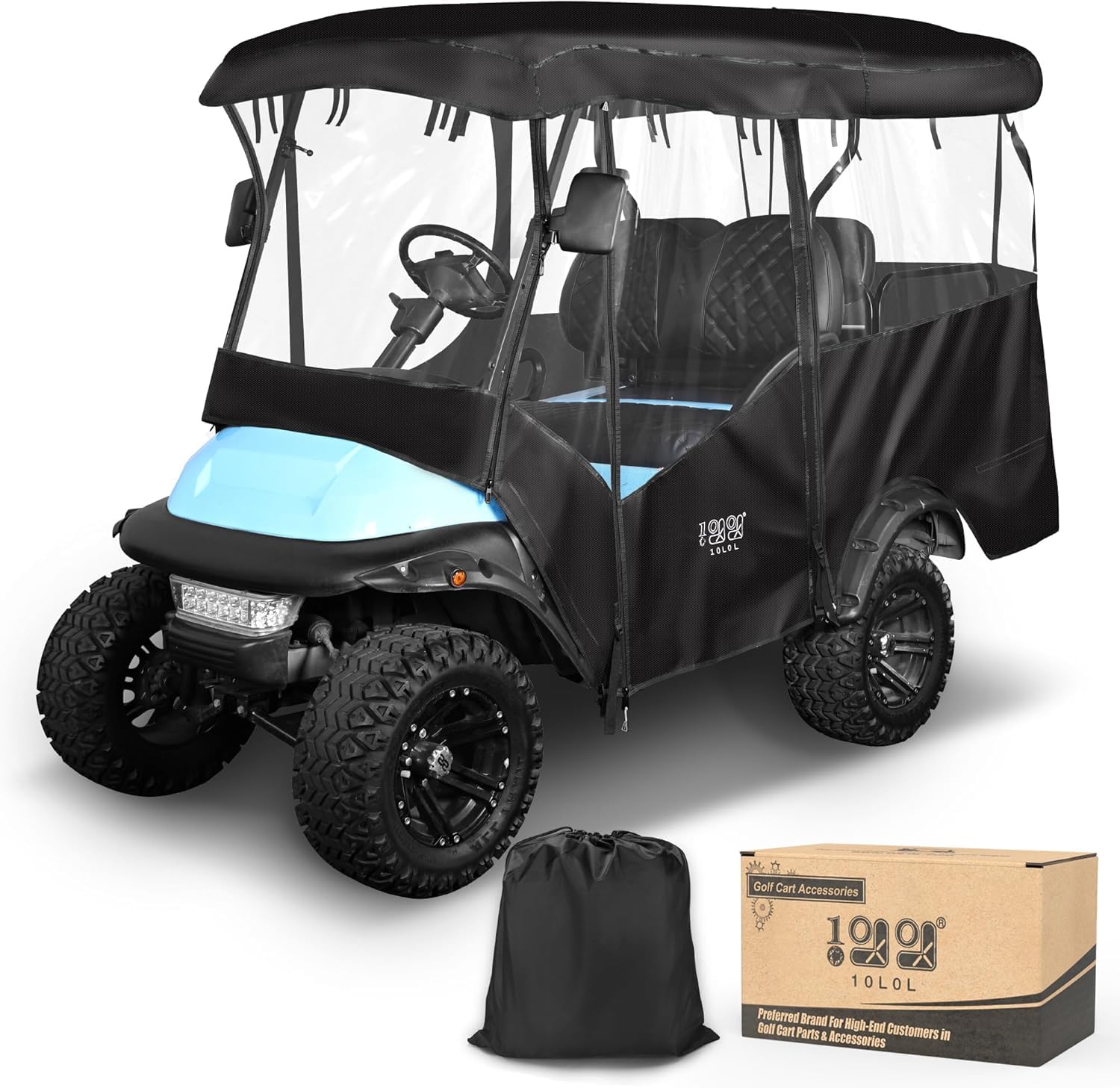 10L0L Deluxe obudowa wózka golfowego uniwersalna do Yamaha, EZGO i Club Car Golf Buggg, pokrowiec na wózek golfowy dla 4 pasażerów 600D, wodoodporny, wiatroszczelny materiał, przenośny, przezroczysty