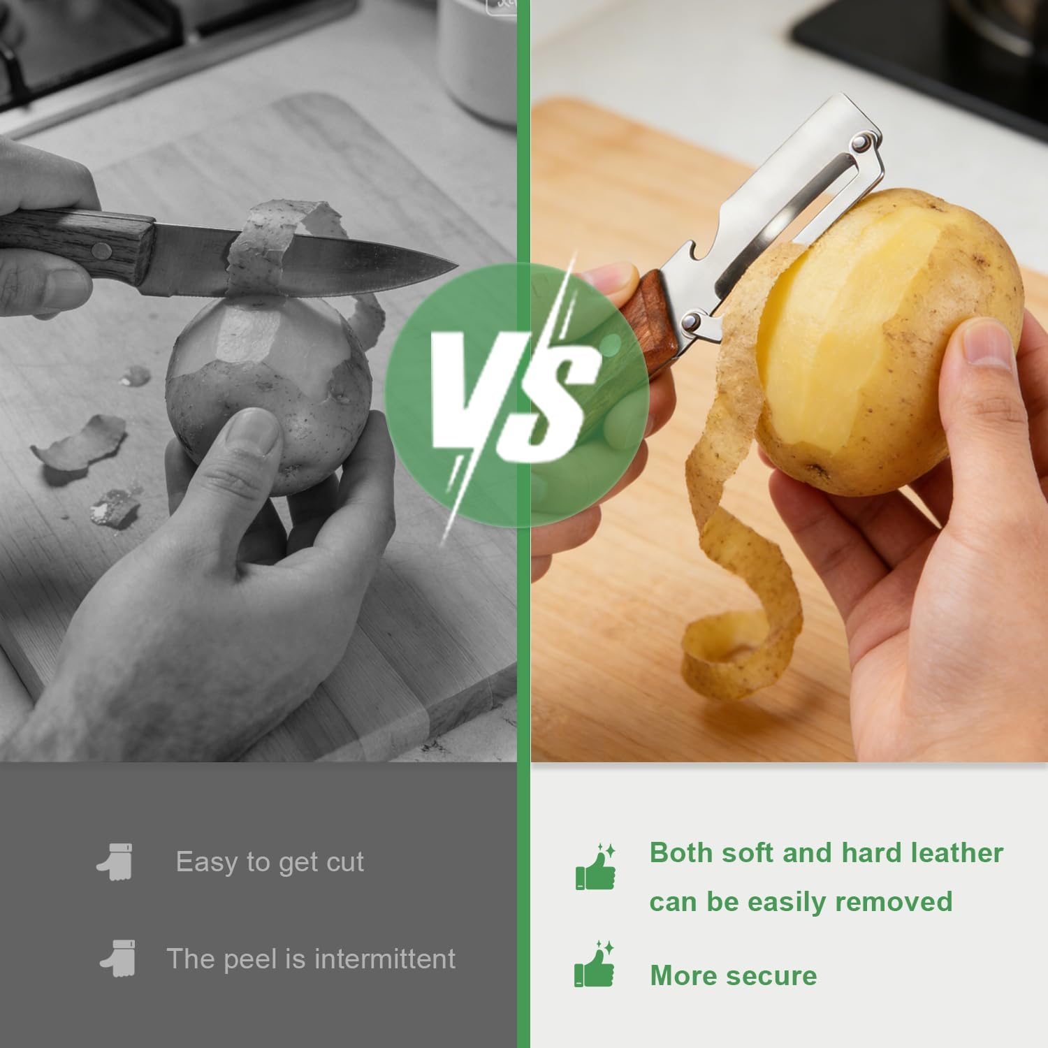 Multifunctional Vegetable Peeler, 2026 New Fruit Peeler with Wooden Handle and Bottle Opener, 2-in-1 Stainless Steel Kitchen Tool for Apple, Potato, Carrot, for Home Cooking (2Pcs)