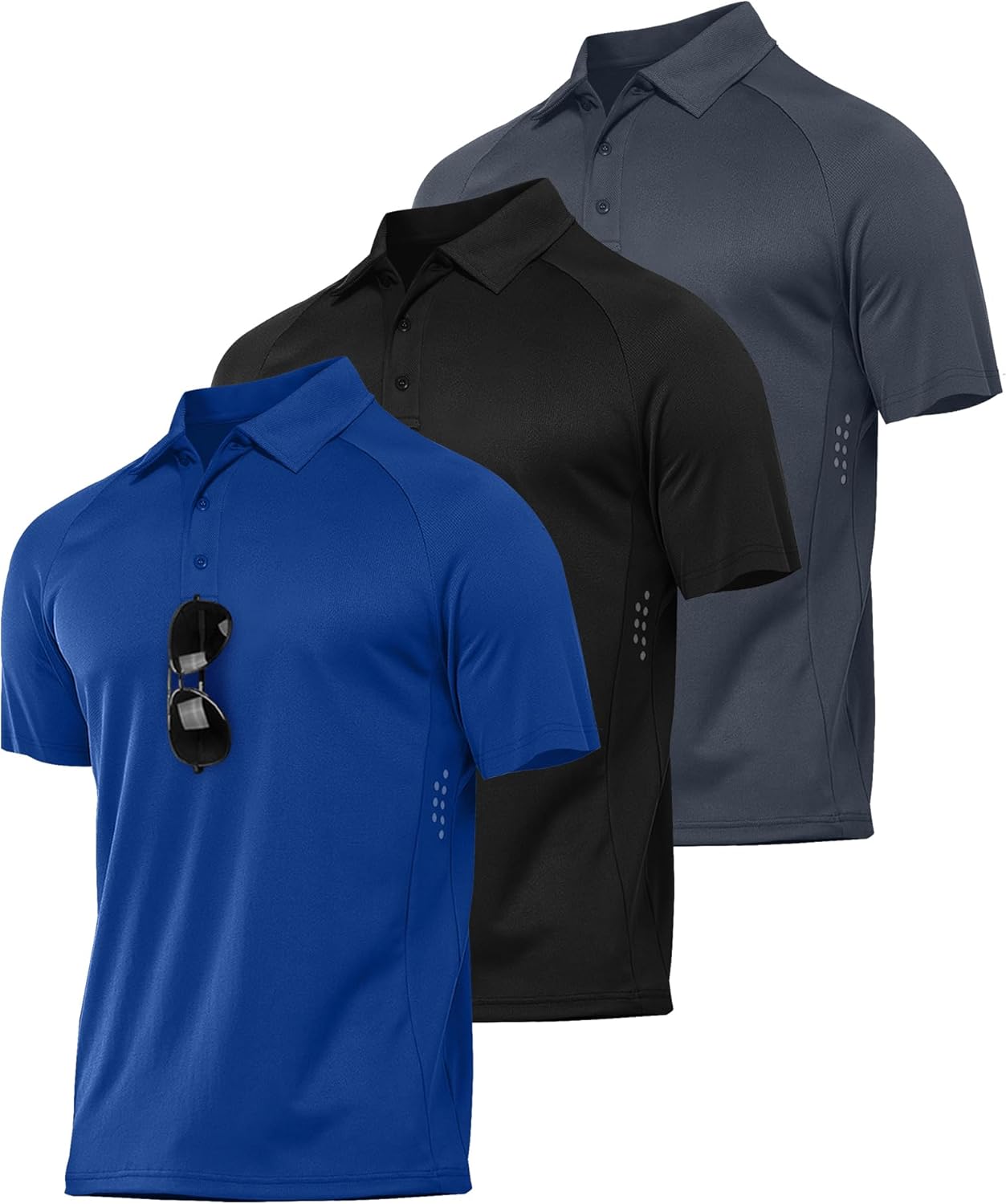 JACKETOWN 3 Pack Mens Polo Shirts Short Sleeve Golf Shirt Performance Moisture-Wicking Athletic Casual Collared Shirts