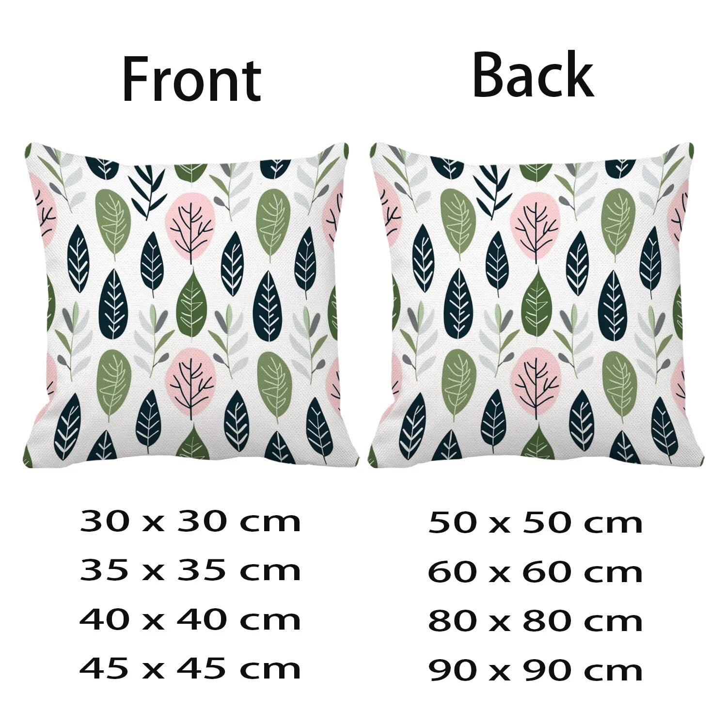 Wodoszczelna poszewka na poduszkę do użytku na zewnątrz, 90 x 90 cm, zestaw 2 szt., lniana poszewka na poduszkę, z nadrukiem zielonych liści, poszewki na poduszki, łatwe do salonu, na taras, do