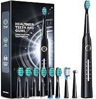 TEETHEORY Sonic Electric Toothbrush Adults: 40,000 VPM Deep Clean, 8 Brush Heads, 5 Modes, 30-Day Battery, IPX7 Waterproof