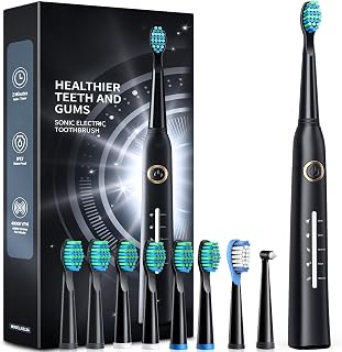 TEETHEORY Sonic Electric Toothbrush Adults: 40,000 VPM Deep Clean, 8 Brush Heads, 5 Modes, 30-Day Battery, IPX7 Waterproof