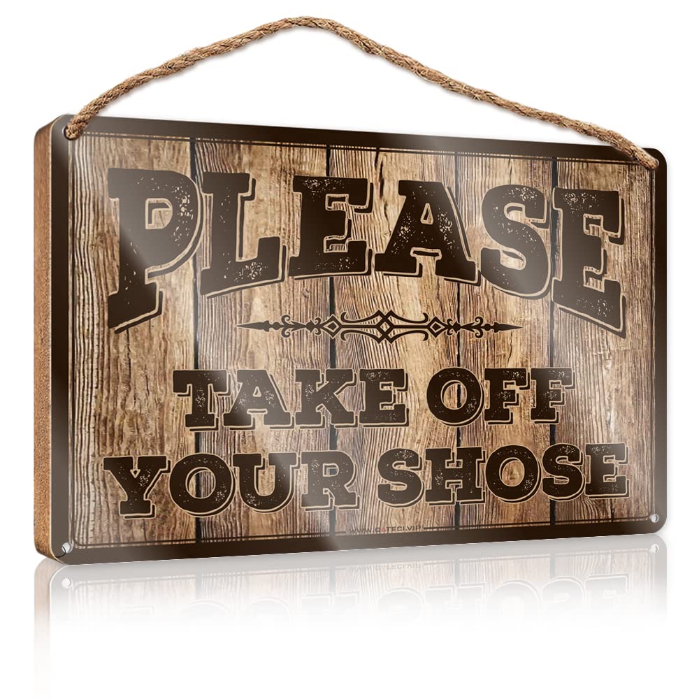 Wood Plaque Sign Please Take Off Your Shoescarpet Wooden Sign(20X30CM)
