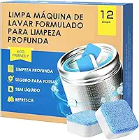 Pastilhas para Limpeza de Máquina de Lavar Roupas – Kit com 12 Unidades | Limpa Máquina Eficiente para Tampa Frontal e Superior