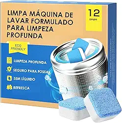Pastilhas para Limpeza de Máquina de Lavar Roupas – Kit com 12 Unidades | Limpa Máquina Eficiente para Tampa Frontal e Superior