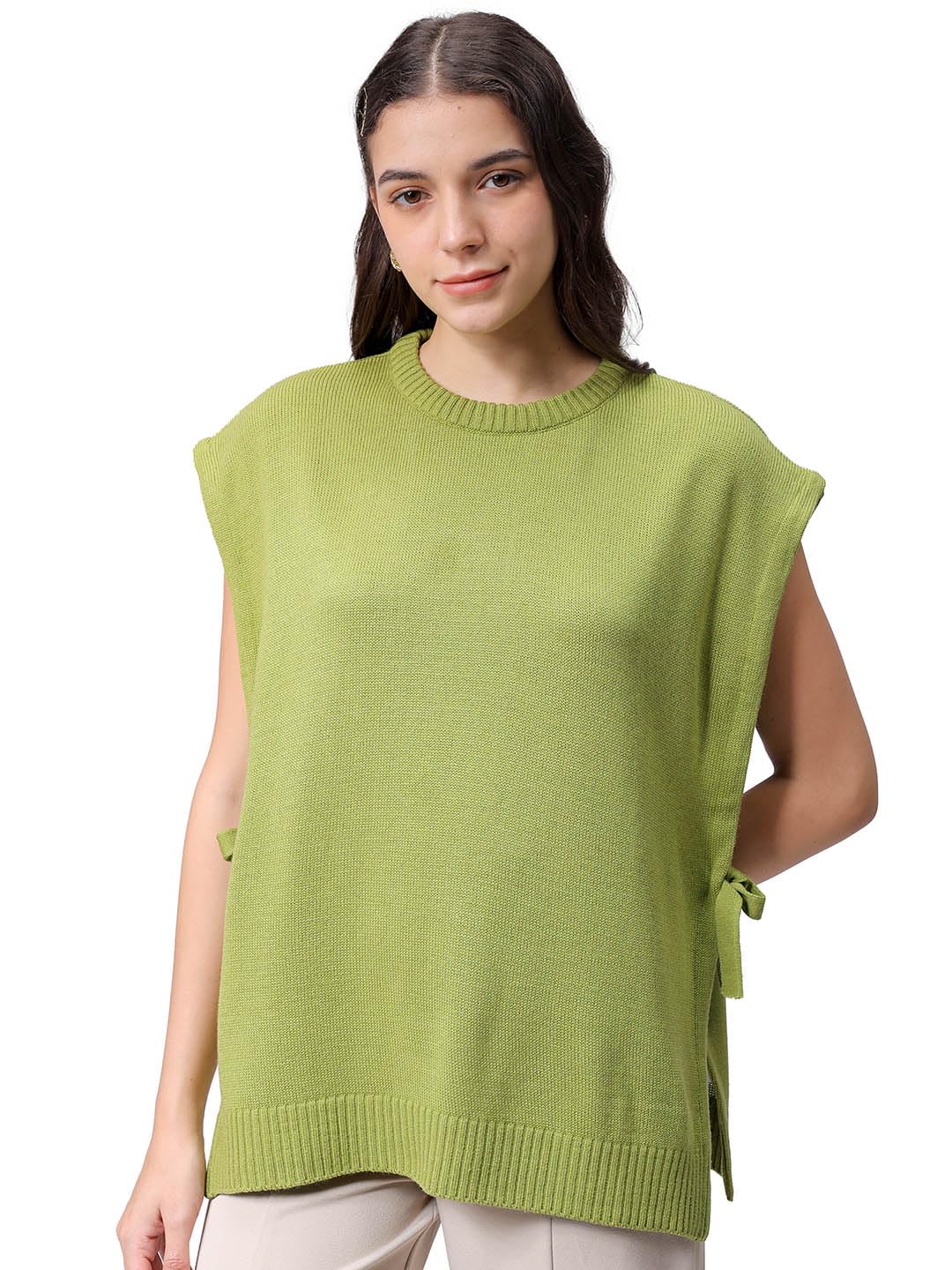 freehand by The Indian Garage Co Women Loose Fit Solid Sweater Vest-picture-12