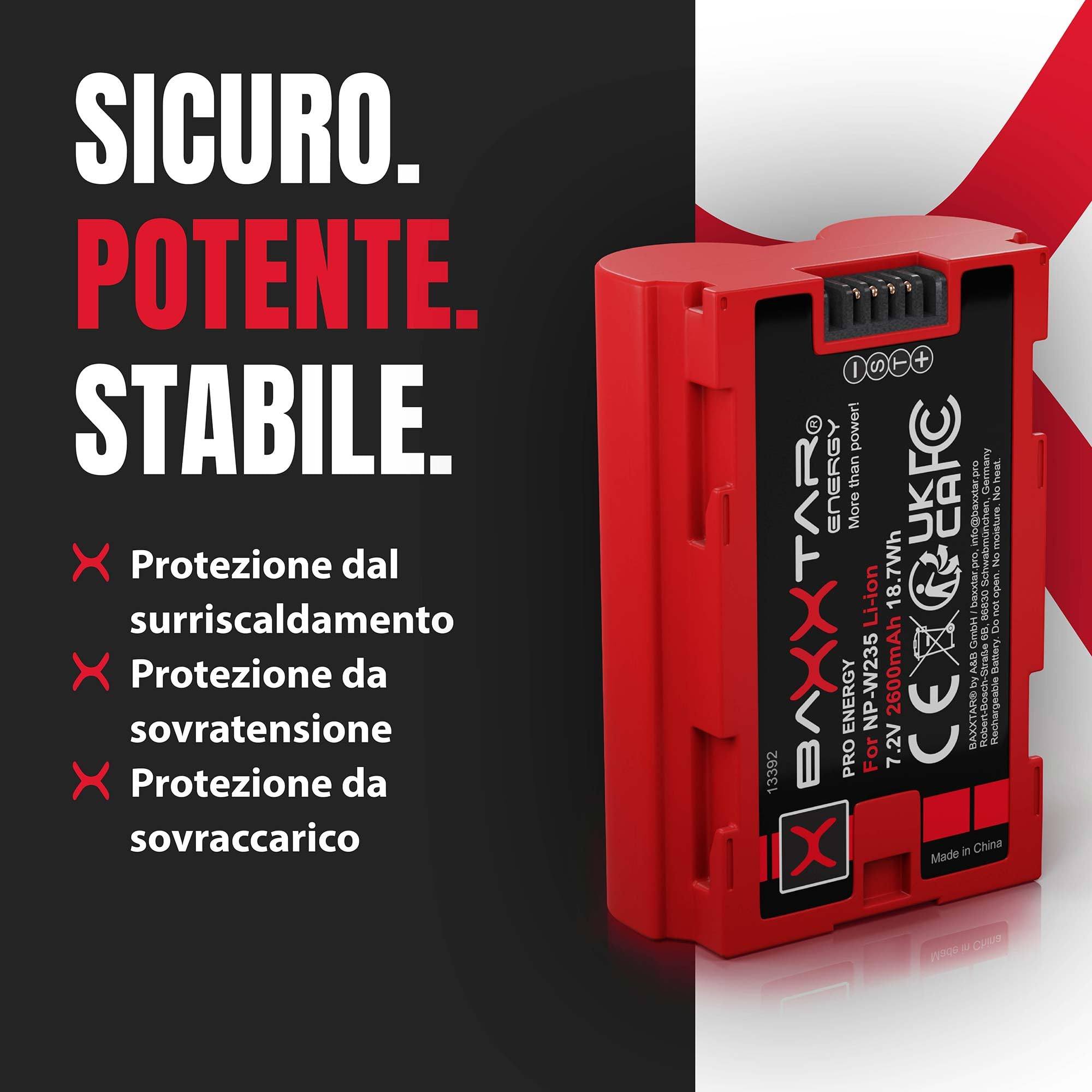 Baxxtar Pro 2X Batteria per Fujifilm NP-W235 W235 GFX50s II 2600mAh 7.2V | Batteria di ricambio per X-T4 X-T5, X-H2 XH2S, X-S20, GFX 50S II, 100S, GFX-100II, 100% identica all'originale