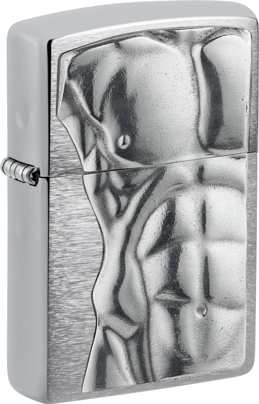 Zippo Stormaansteker, Women Torso 3D, geborsteld chroom bevestigd embleem, navulbaar, herbruikbaar, windbestendig design, cadeaudoos, gemaakt in de VS
