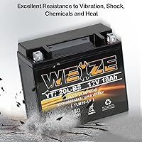 Vista 5 de Weize YTX20L-BS - Batería de alto rendimiento para deportes de potencia - Sellada, libre de mantenimiento, AGM para motocicleta, ATV, UTV, moto