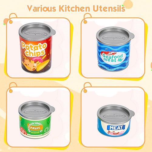 Miniatura 8 de 118 piezas de mini accesorios de cocina para niños, juego de cocina de simulación con utensilios de cocina, vajilla y 2 juegos de frutas, regalo de