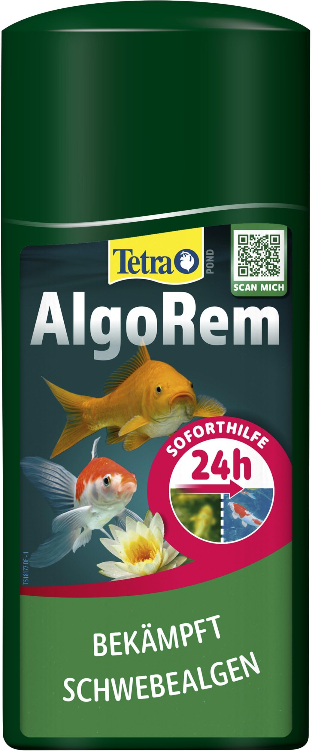 Tetra Pond AlgoRem - 24-Stunden-Soforthilfe gegen grünes Wasser im Gartenteich, bekämpft Schwebealgen, 500 ml