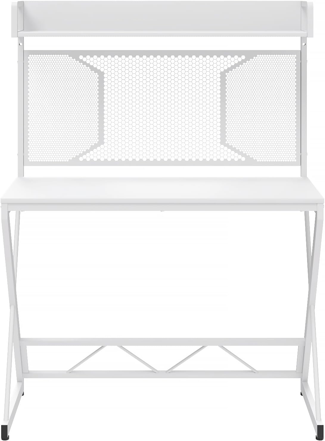 Elephance Small Gaming Desk with Pegboard, 39 Inch Computer Desk with Storage Shelves, Modern Office Desk for Study Work Home Office, Small Spaces, White