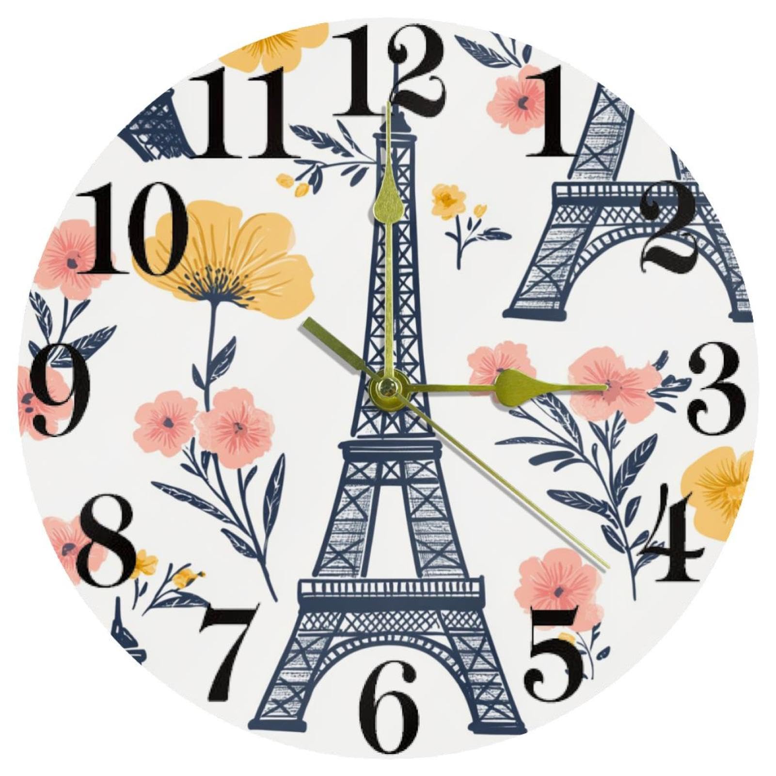 Horloge murale silencieuse Eiffel sans tic-tac pour travailler sans bruit au bureau