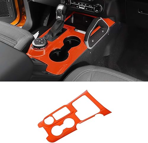 Vista 14 de Ajuste de panel de cambio para consola central con portavasos Panel de cubierta de engranajes Compatible con Ford Bronco Sport 2021-2024, Rojo