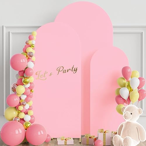 Miniatura 3 de Wokceer Juego de 3 fundas de telón de fondo de arco de boda de elastano ajustadas para soporte de boda para parte superior redonda, cubierta de