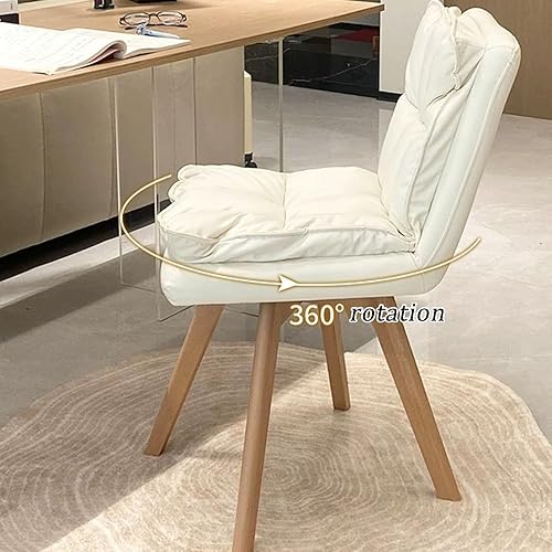 Miniatura 4 de JKGHK Dining Chairs, 360° Swivel Room Chairs, Upholstered Kitchen Side Chair, Armless Leather Leisure Chair with Solid Wood Legs, for Sofa Side,