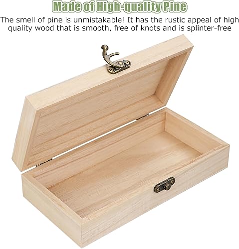 Miniatura 4 de CYEAH Paquete de 8 cajas de madera sin terminar para manualidades, caja de madera pequeña de 8 x 4 x 2 pulgadas para almacenamiento, caja de madera