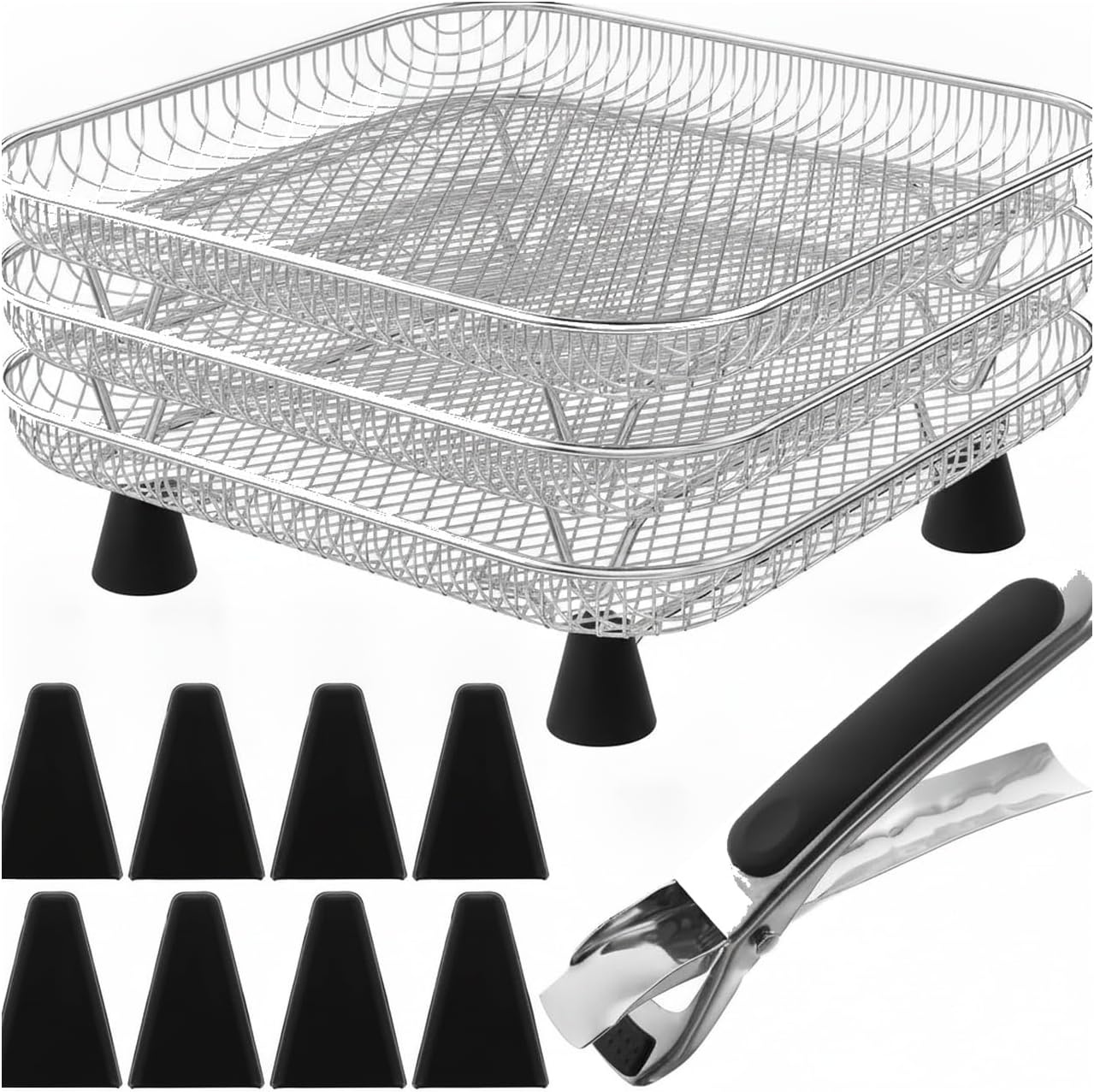 Stainless Steel Air Fryer Rack, Stackable Multi-Layer Insert for Even Cooking and Dehydrating