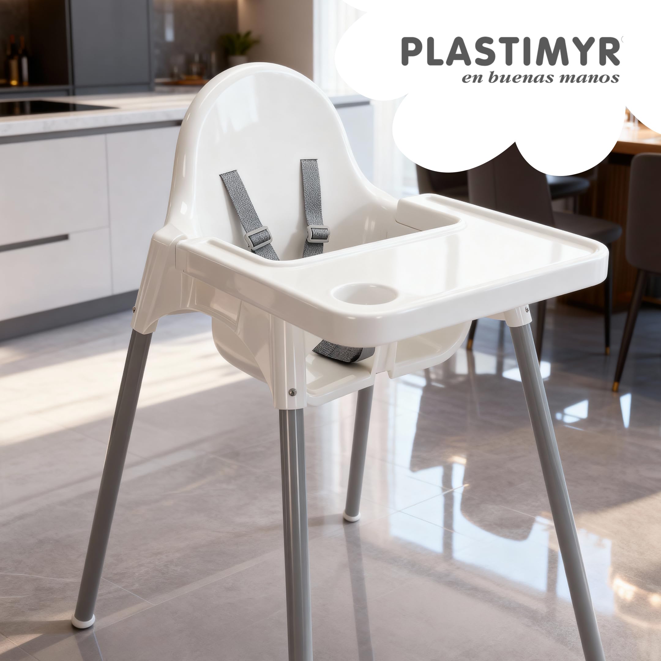 PLASTIMYR Tronas Bebe Light para 6 Meses a 3 Años hasta 15 kg – Silla de Comer para Bebe Resistente a Manchas, Bandeja Extraíble y Arnés de Seguridad - Trona Infantil Fácil de Limpiar 83x44x47 cm