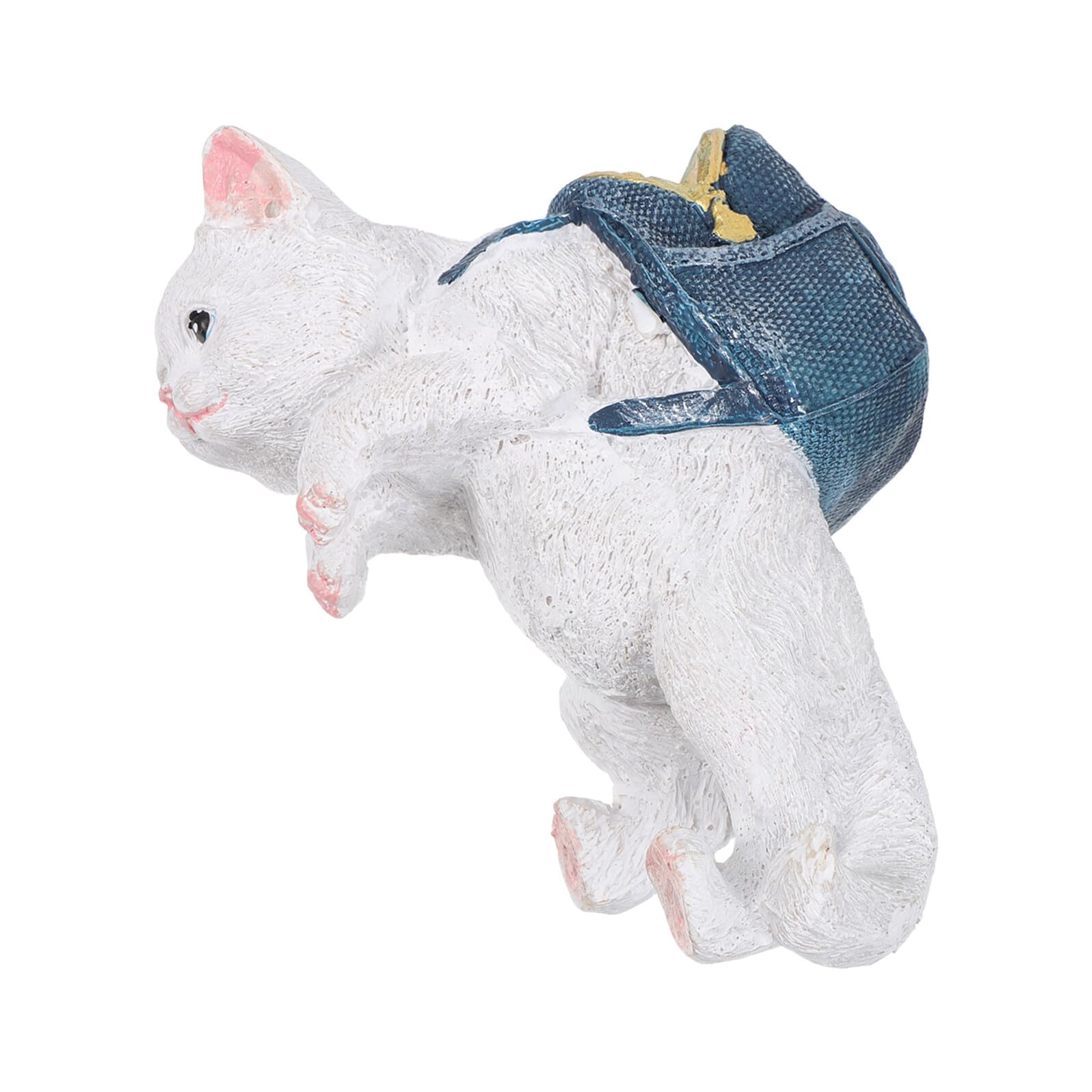Figurine Chaton en Résine Blanche pour Pot de Fleurs et Décoration Suspendue Résistante