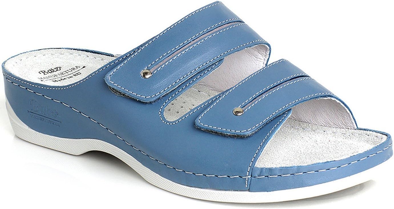 Batz LIA Leather Women Open Back Sandals (Blue)