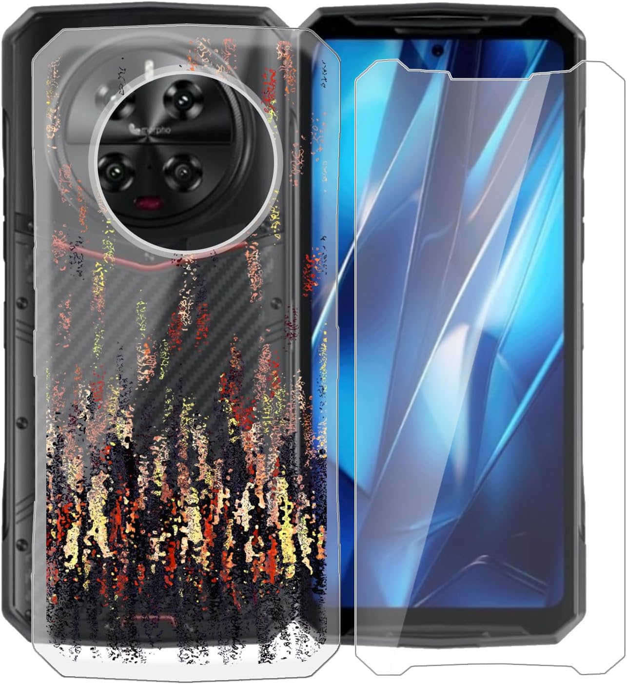 for Doogee DK10 Phone Case with [1 Pack] Screen Protector, Clear Soft Silicone TPU Protective Case, Anti-Fall Ultra-Thin Bumper Case for Doogee DK10 (6.67") - Shadow