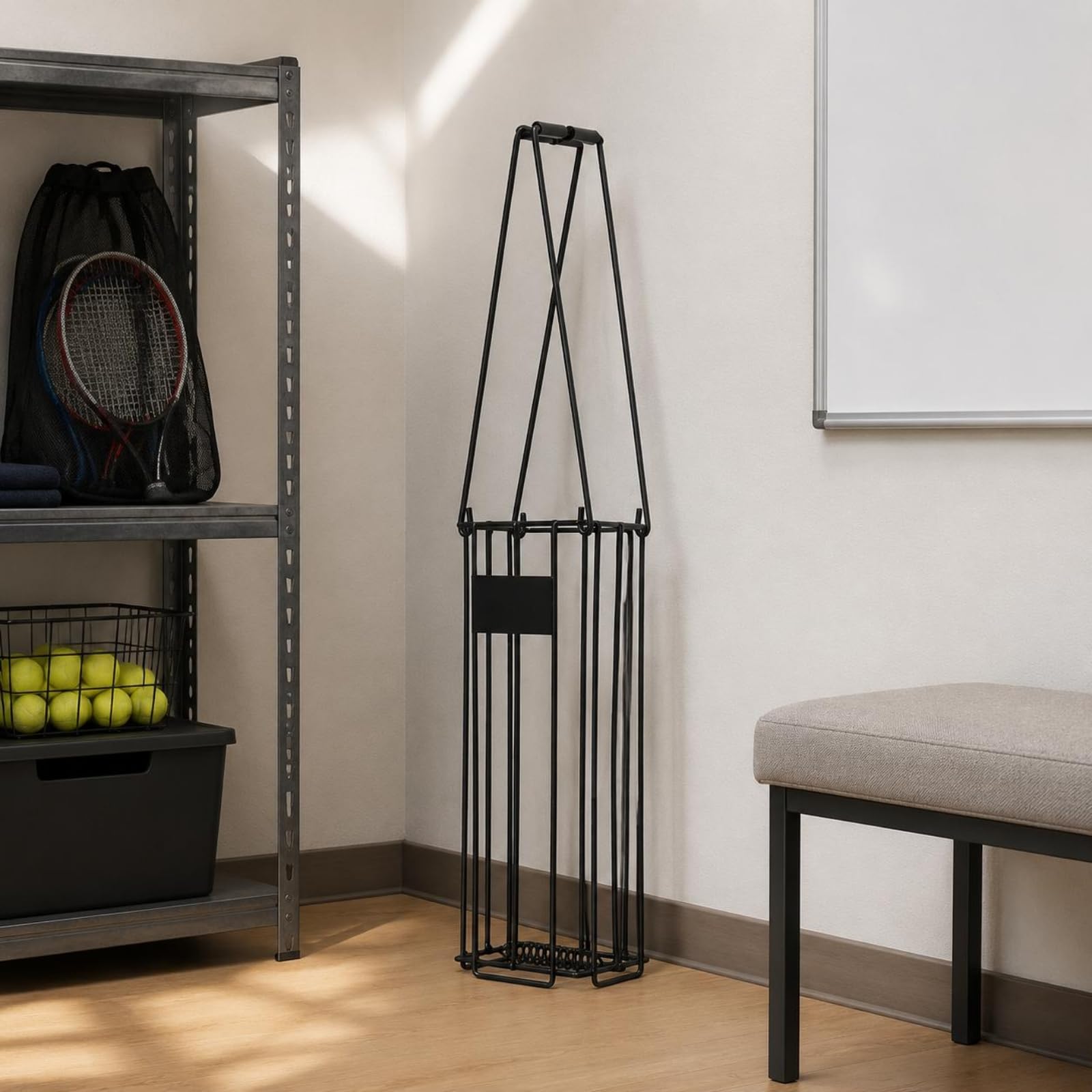 Raccoglipalline Tennis Nero Contenitore Raccoglipalle Portatile Attrezzatura Sportiva