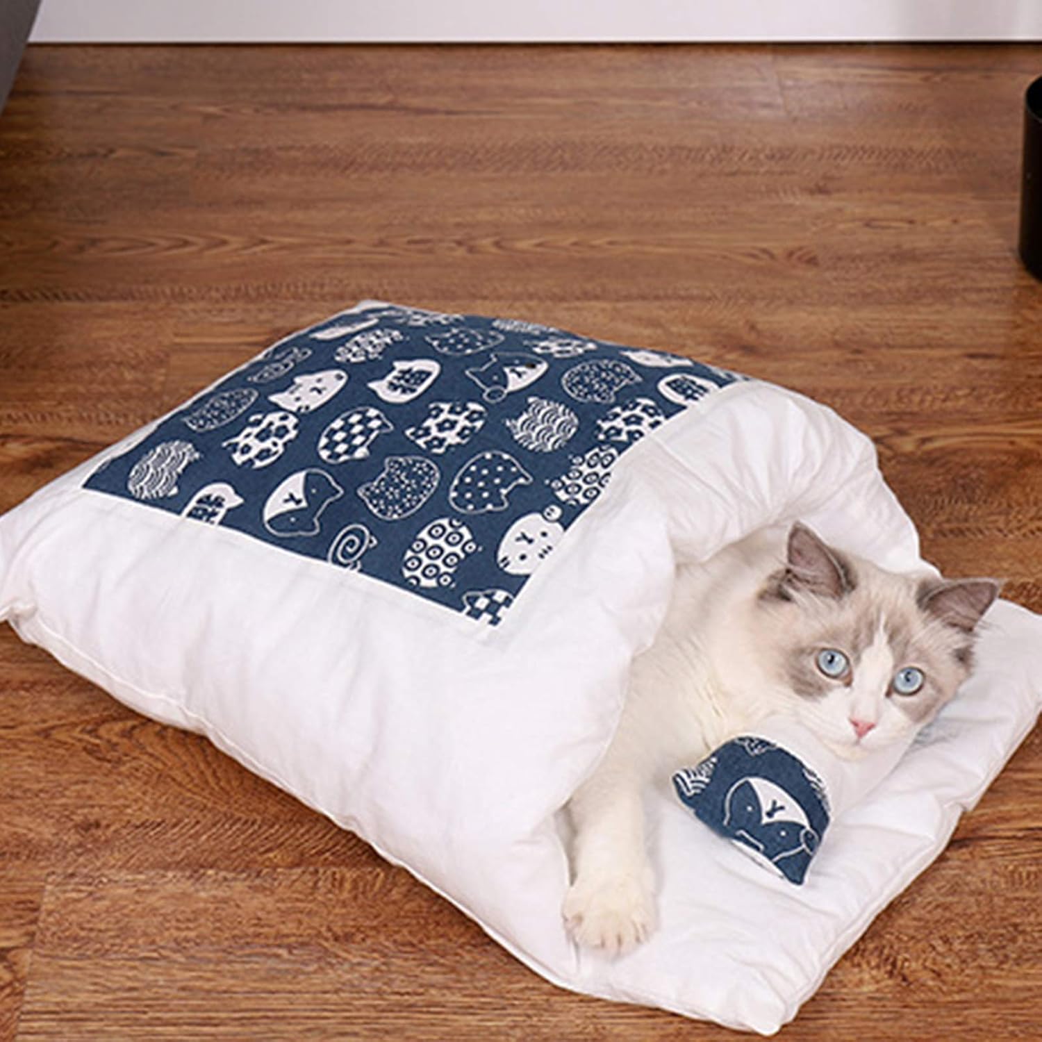 Cat Sleeping Bed, Self Warming Cat Bed Mat,Pet Cats Sleeping Bag,Winter Removable Anti-Slip & Super Warm Pet Cave Cushion Snuggle Sack Blanket with Zipper for Cats Puppy with Pillow