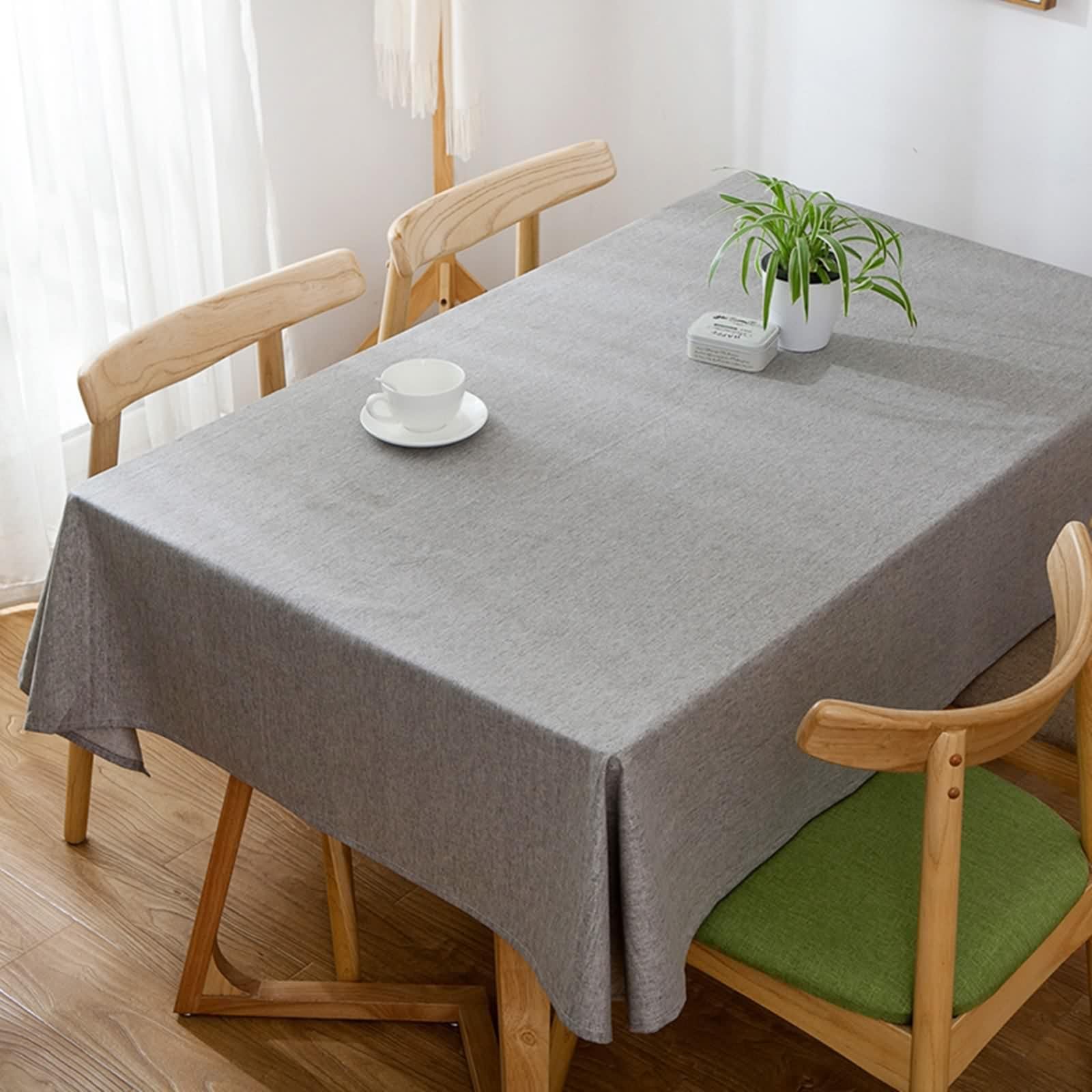 Prostokątny obrus szary, 130 x 220 cm, jednokolorowy, lniany, obrus na wesele, do kuchni, jadalni, ogrodu, na wesela