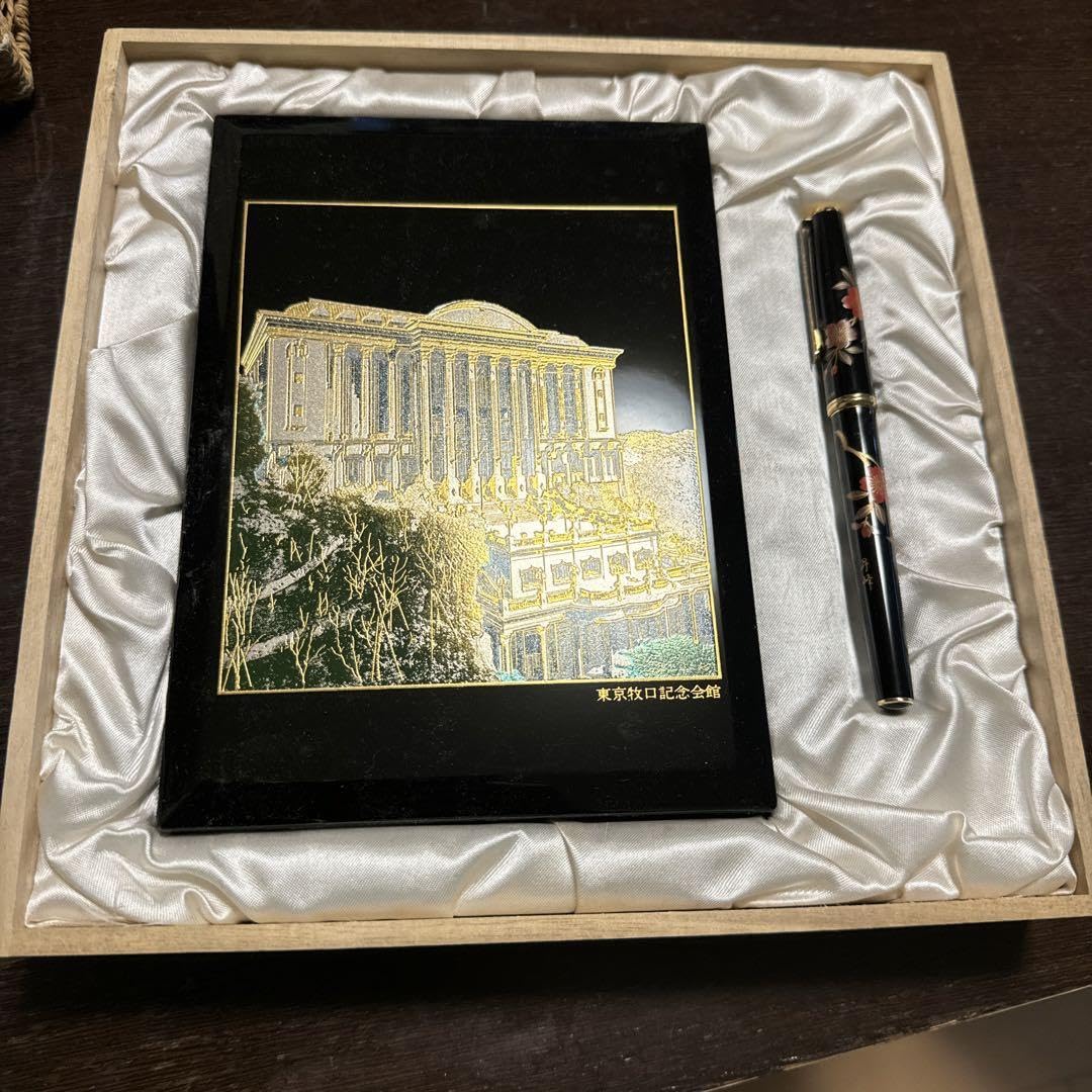 プラチナ万年筆 昇峰 蒔絵様14K電話帳 木箱入り