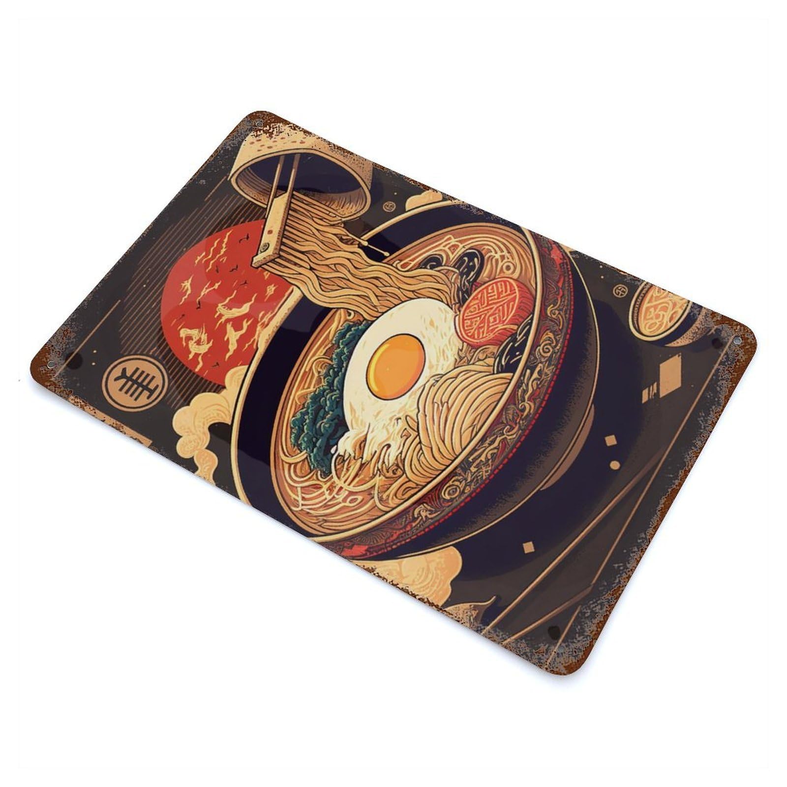 Vintage Metal Tin Sign Ramen Japanese Food 11.8"x7.9", Industrial Home Decor for Farmhouse, Kitchen And Entryway Decor