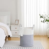 Vista 4 de VIPOSCO Cesta de lavandería grande, cesta de almacenamiento de cuerda tejida alta para mantas, juguetes, ropa sucia en la sala de estar, baño, Blanco